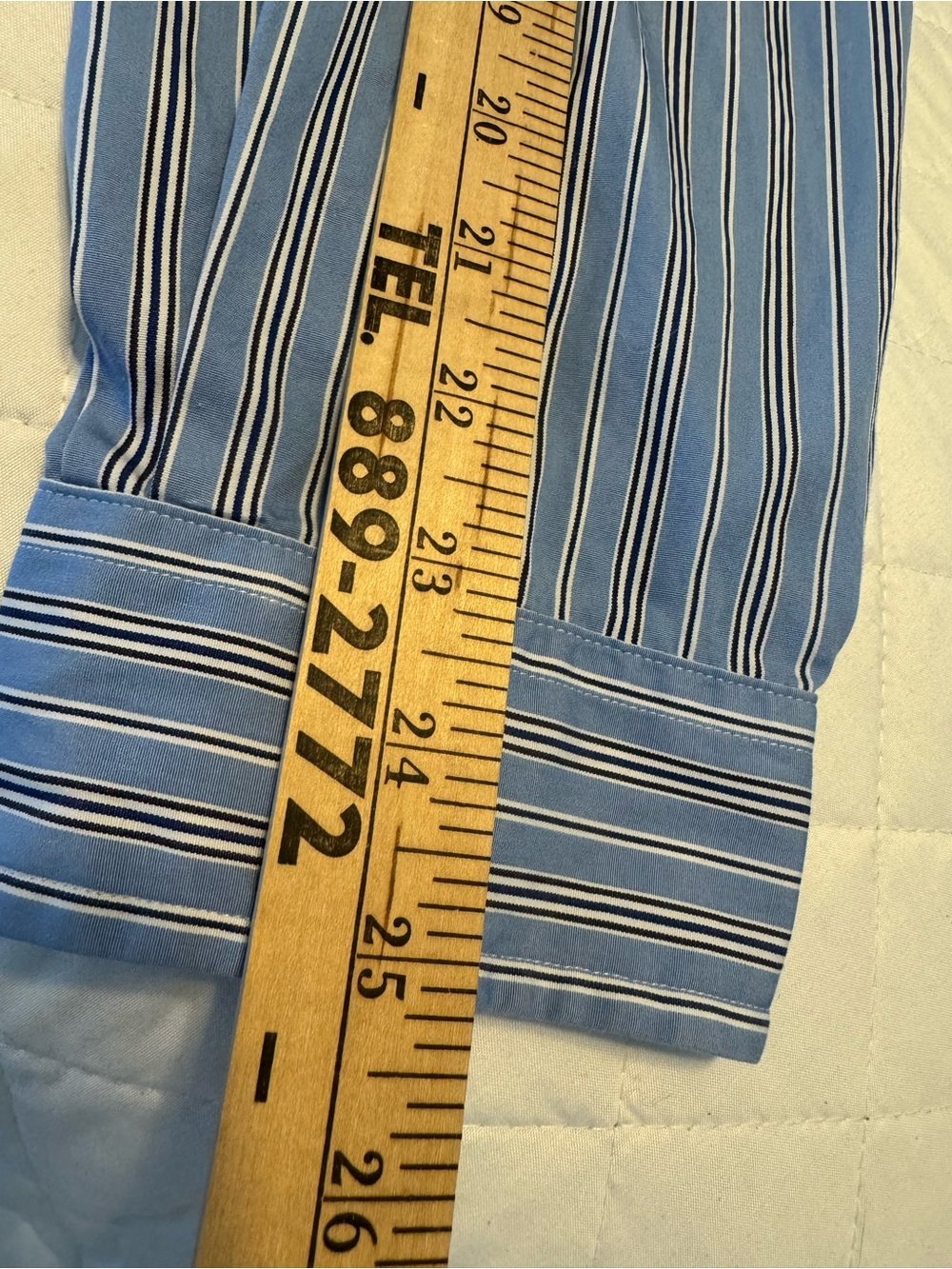 Reimagined RLauren Blue/White/navyStriped Ruffle-Collar Button-Down Shirt - Picture 7 of 7